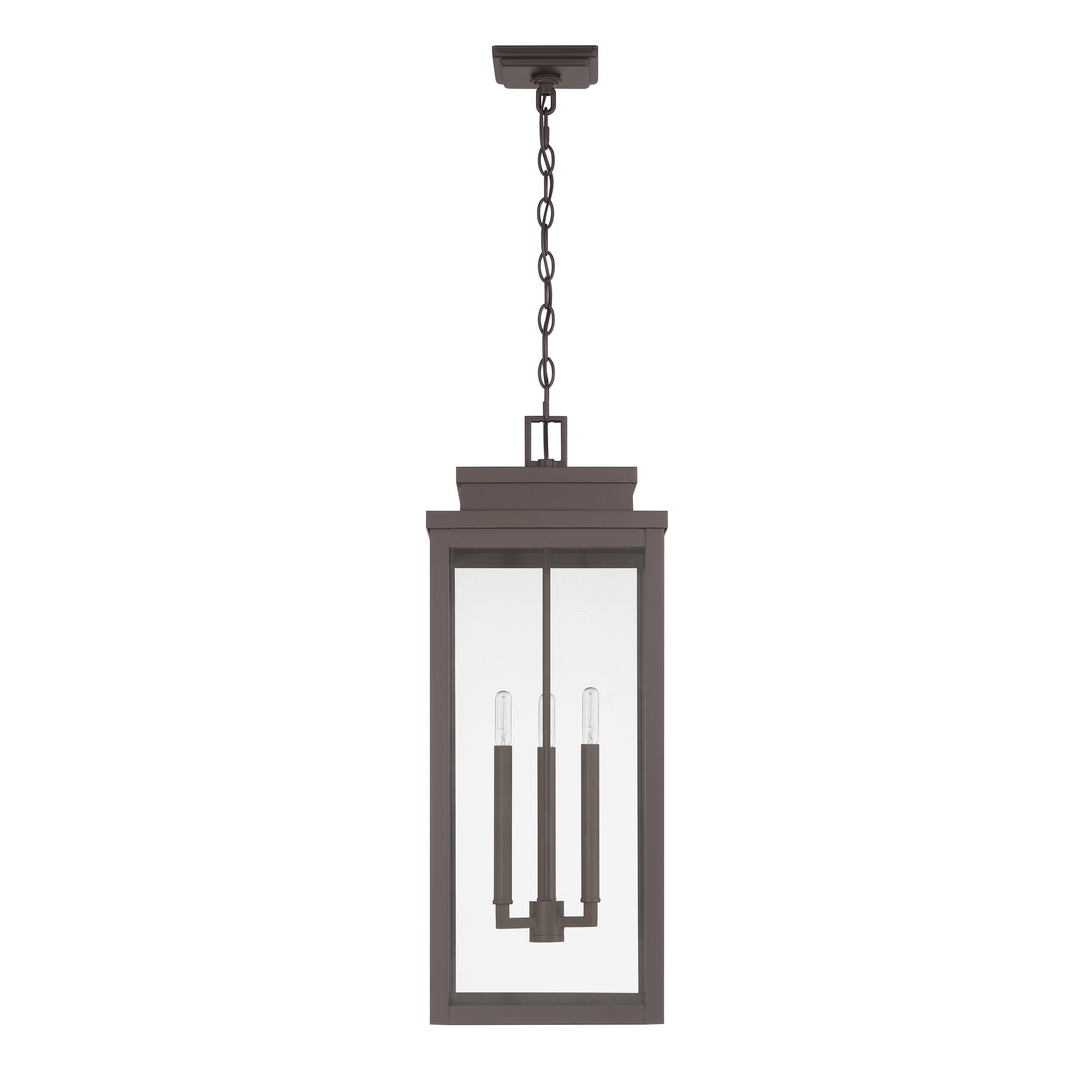 Hillside 11-inch 3-light Dark Bronze Exterior Pendant Light with Clear Glass