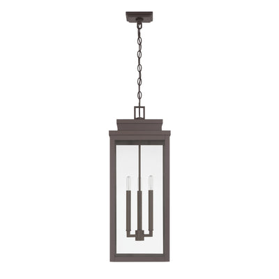 Hillside 11-inch 3-light Dark Bronze Exterior Pendant Light with Clear Glass
