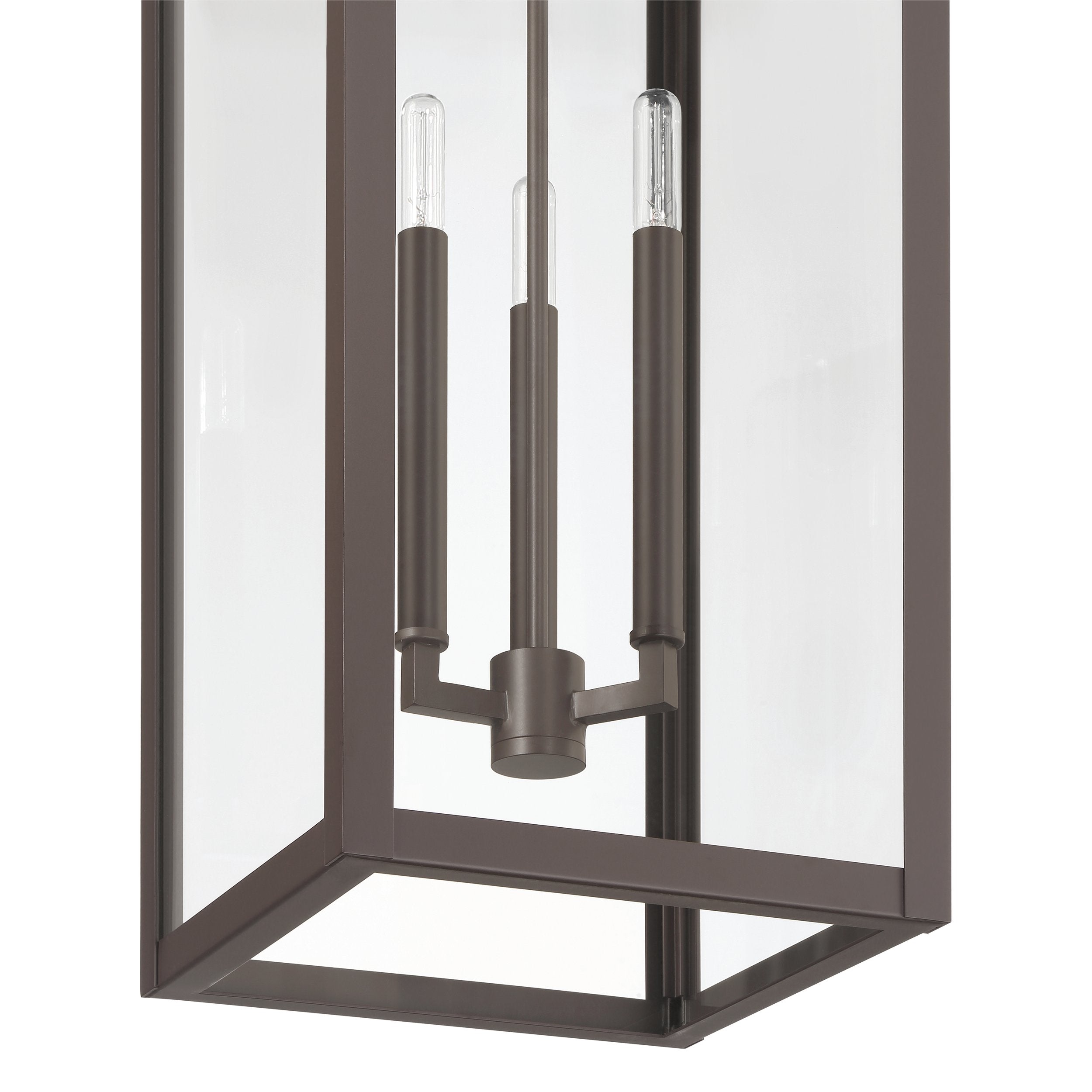 Hillside 11-inch 3-light Dark Bronze Exterior Pendant Light with Clear Glass