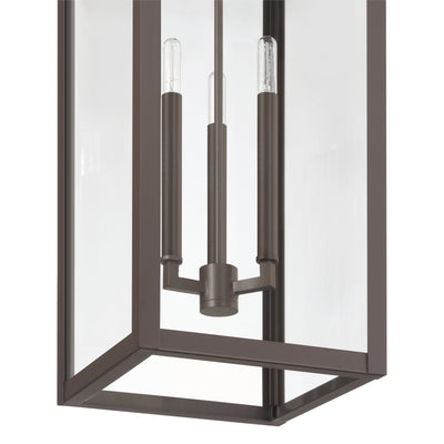 Hillside 11-inch 3-light Dark Bronze Exterior Pendant Light with Clear Glass
