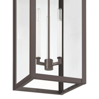 Hillside 11-inch 3-light Dark Bronze Exterior Pendant Light with Clear Glass