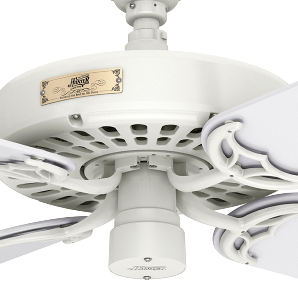 52 inch Original White Damp Rated Ceiling Fan and Pull Chain