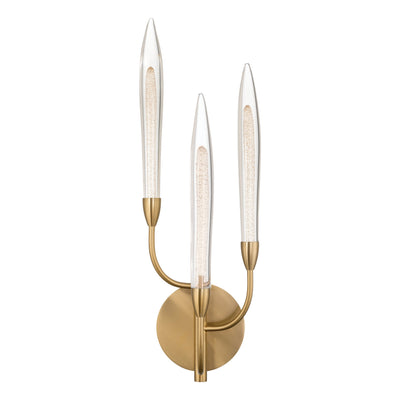 Calle 27-inch 3-light Brass LED Wall Sconce with Gold Leaf Hand Pressed Glass Shades
