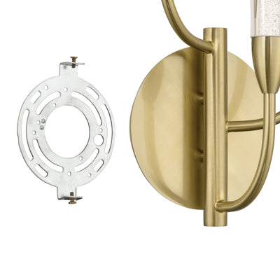 Calle 27-inch 3-light Brass LED Wall Sconce with Gold Leaf Hand Pressed Glass Shades