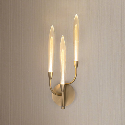 Calle 27-inch 3-light Brass LED Wall Sconce with Gold Leaf Hand Pressed Glass Shades
