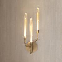 Calle 27-inch 3-light Brass LED Wall Sconce with Gold Leaf Hand Pressed Glass Shades