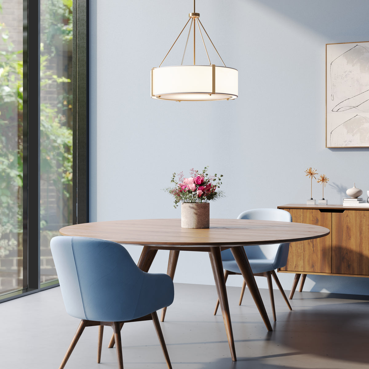 23'' Telfar Modern Gold/White 3 Light Pendant