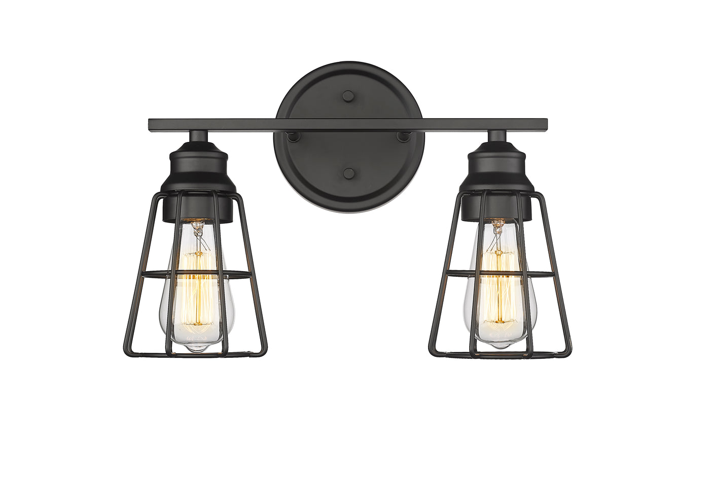 15.25-inch Matte Black 2-Light Bathroom Vanity Light