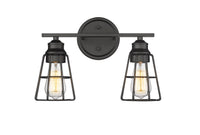 15.25-inch Matte Black 2-Light Bathroom Vanity Light