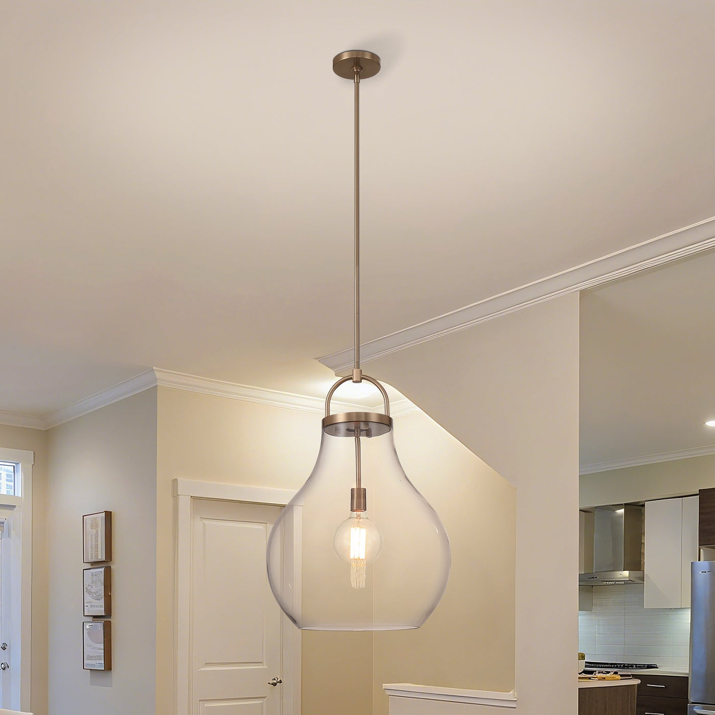 Mansfield 18-inch 1-light Champagne Gold Pendant Light with Clear Glass Shade