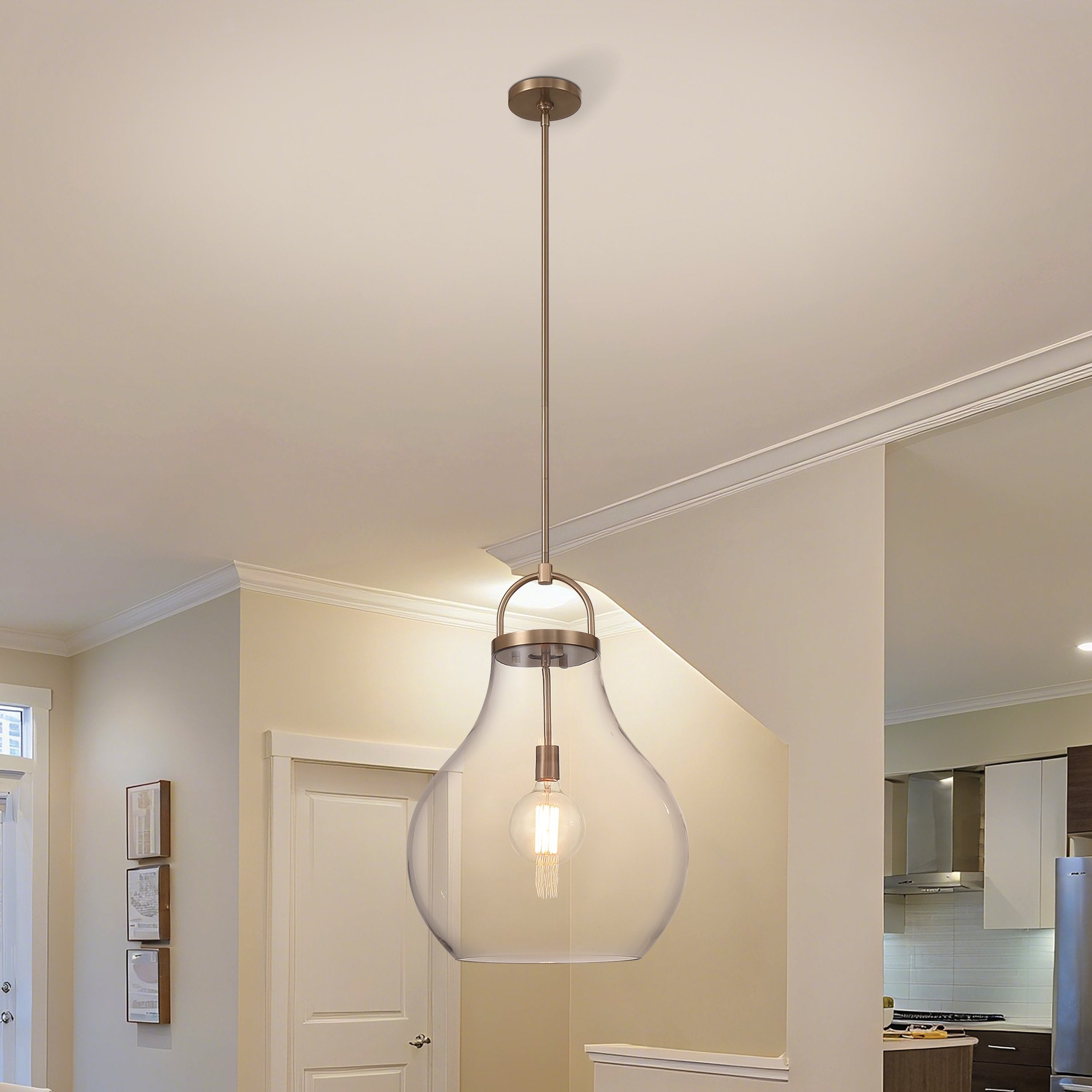 Mansfield 18-inch 1-light Champagne Gold Pendant Light with Clear Glass Shade