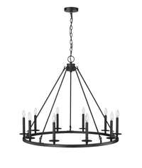 36-inch Florence Matte Black 10-Light Chandelier