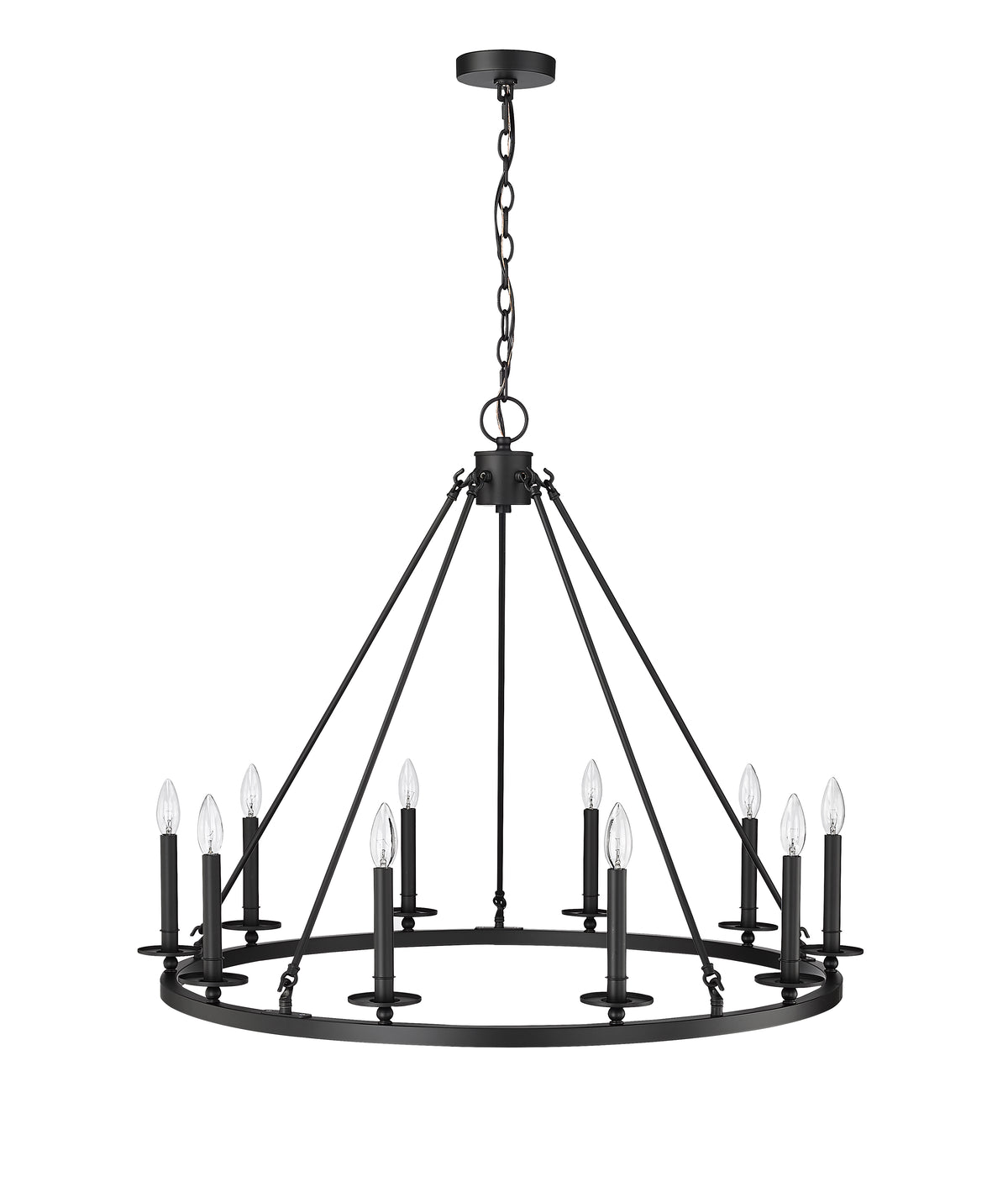 36-inch Florence Matte Black 10-Light Chandelier