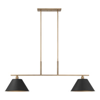 Mcgill 60-inch 2-light Natural Brass Linear Chandelier with Matte Black and Gold Metal Shades