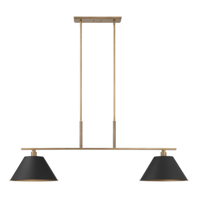 Mcgill 60-inch 2-light Natural Brass Linear Chandelier with Matte Black and Gold Metal Shades