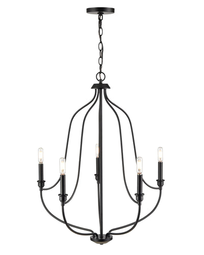 31'' Senoia Matte Black 5 Light Chandelier