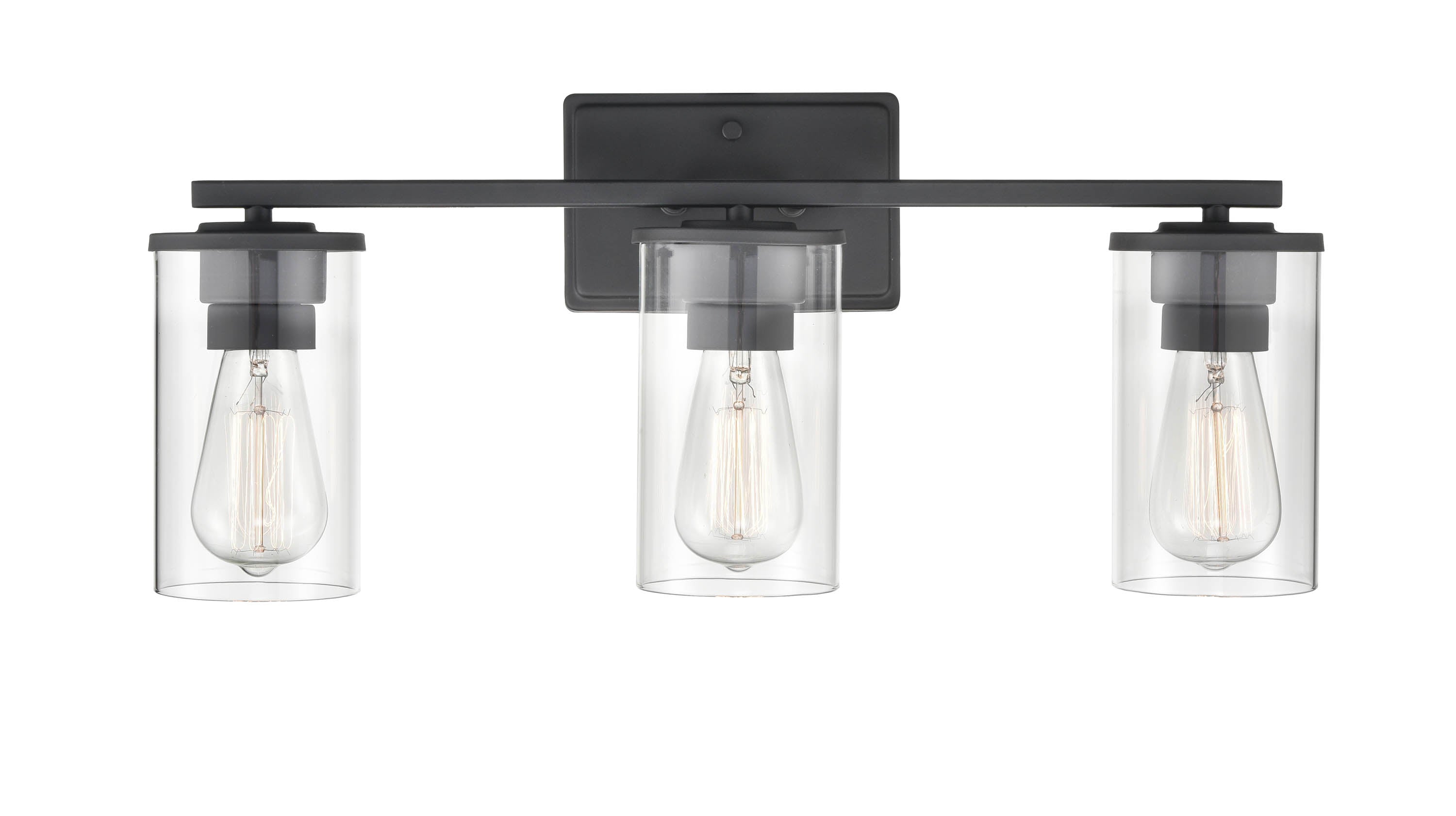 22-inch Verlana Matte Black 3-Light Clear Glass Bathroom Vanity Light