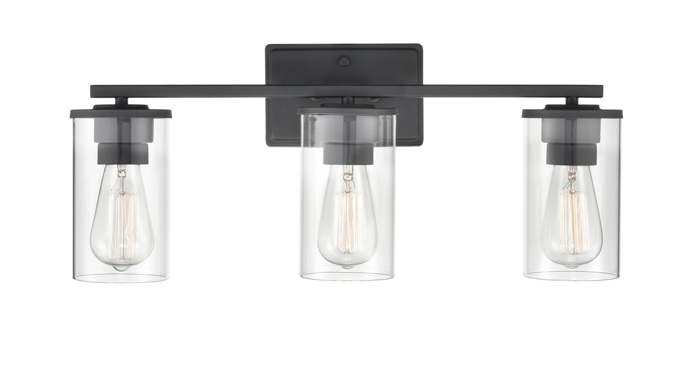 22-inch Verlana Matte Black 3-Light Clear Glass Bathroom Vanity Light