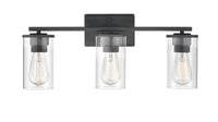 22-inch Verlana Matte Black 3-Light Clear Glass Bathroom Vanity Light