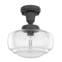 Saddle Creek 10-inch 1-light Noble Bronze Schoolhouse Pendant with Seeded Glass