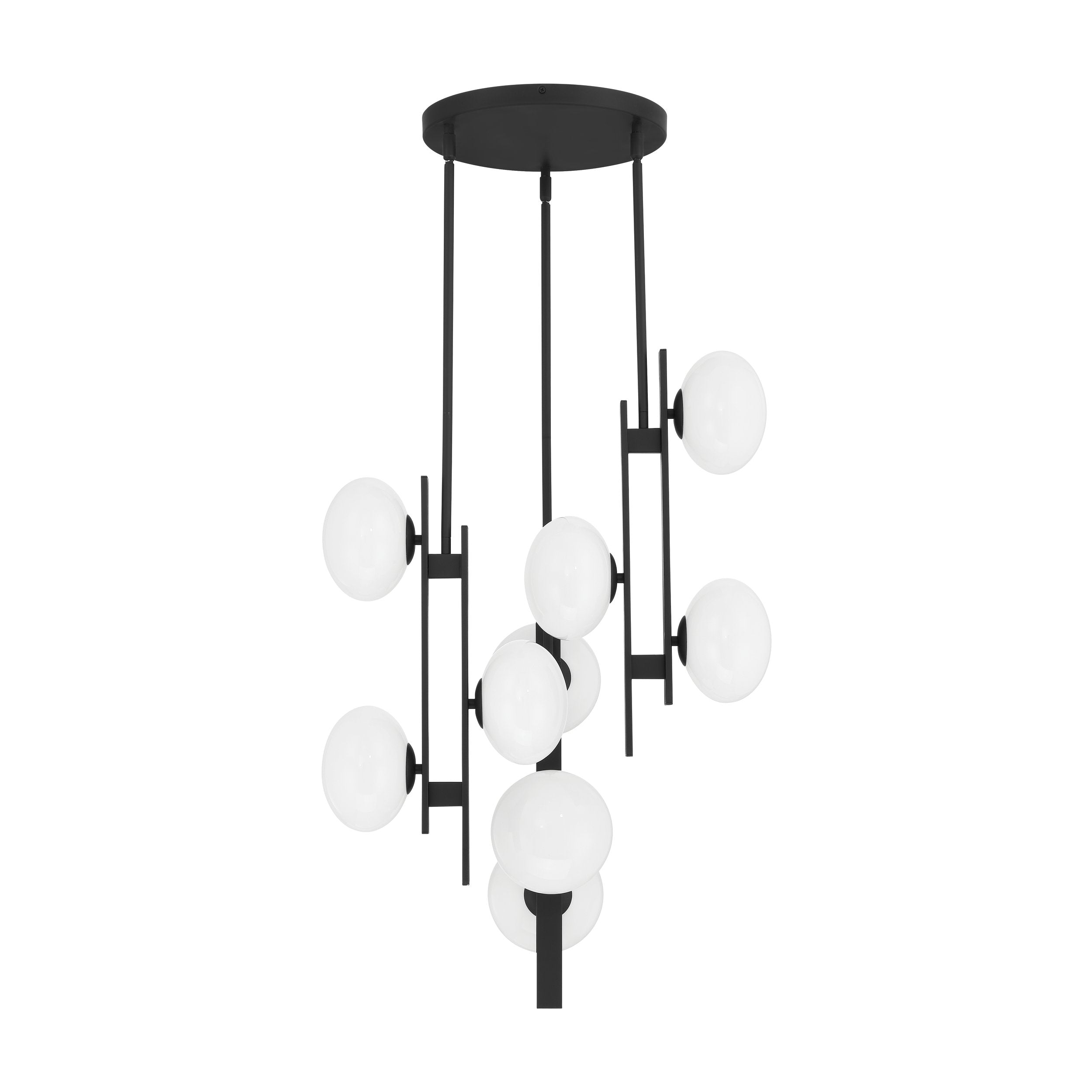 Julep 22-inch 9-light Matte Black Chandelier with Opal Glass Shades