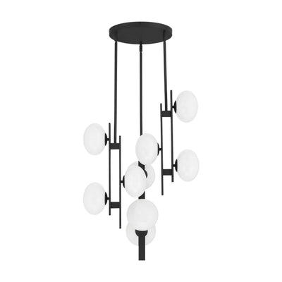 Julep 22-inch 9-light Matte Black Chandelier with Opal Glass Shades