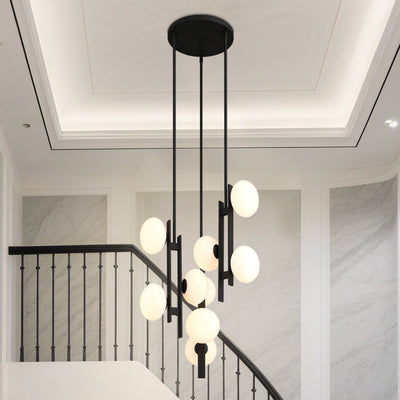 Julep 22-inch 9-light Matte Black Chandelier with Opal Glass Shades