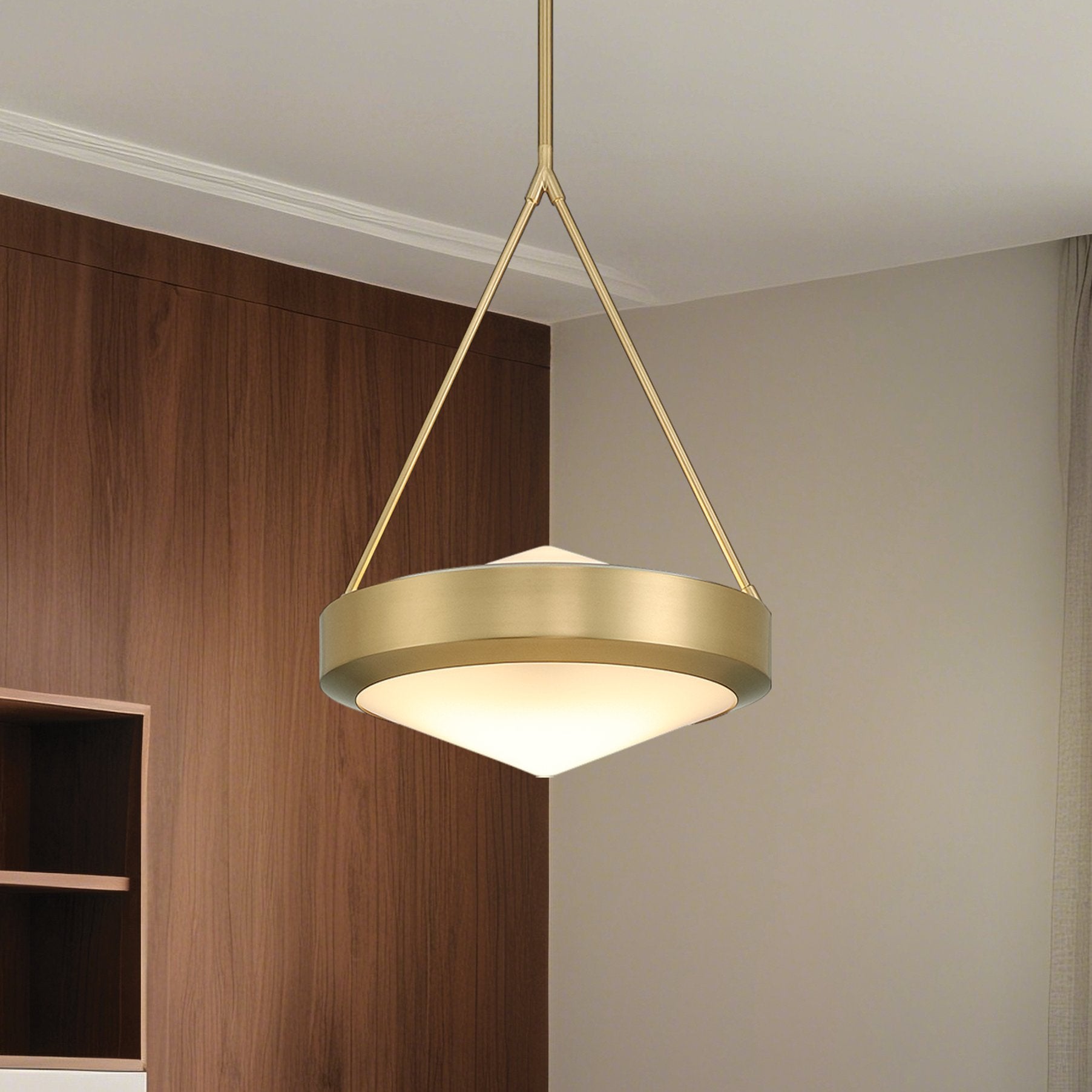 Agate 15-inch 3-light Champagne Gold Pendant Light with Opal Glass Shade