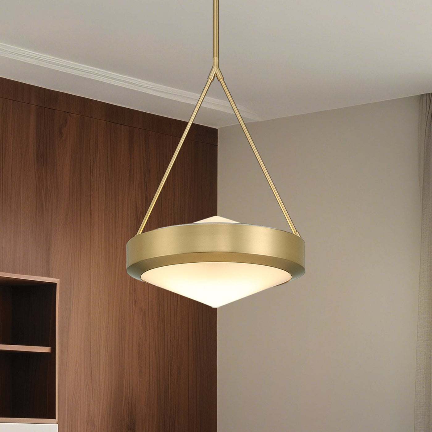 Agate 15-inch 3-light Champagne Gold Pendant Light with Opal Glass Shade