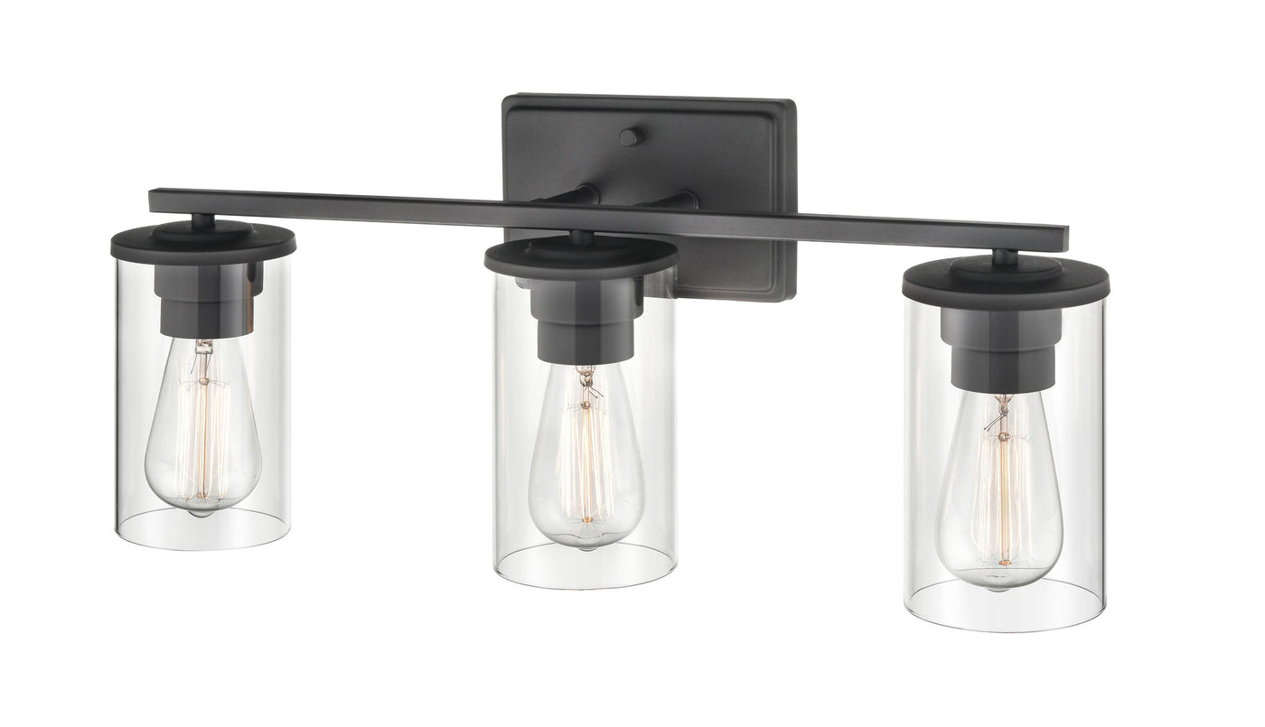22-inch Verlana Matte Black 3-Light Clear Glass Bathroom Vanity Light