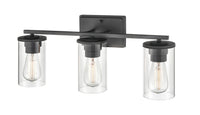 22-inch Verlana Matte Black 3-Light Clear Glass Bathroom Vanity Light