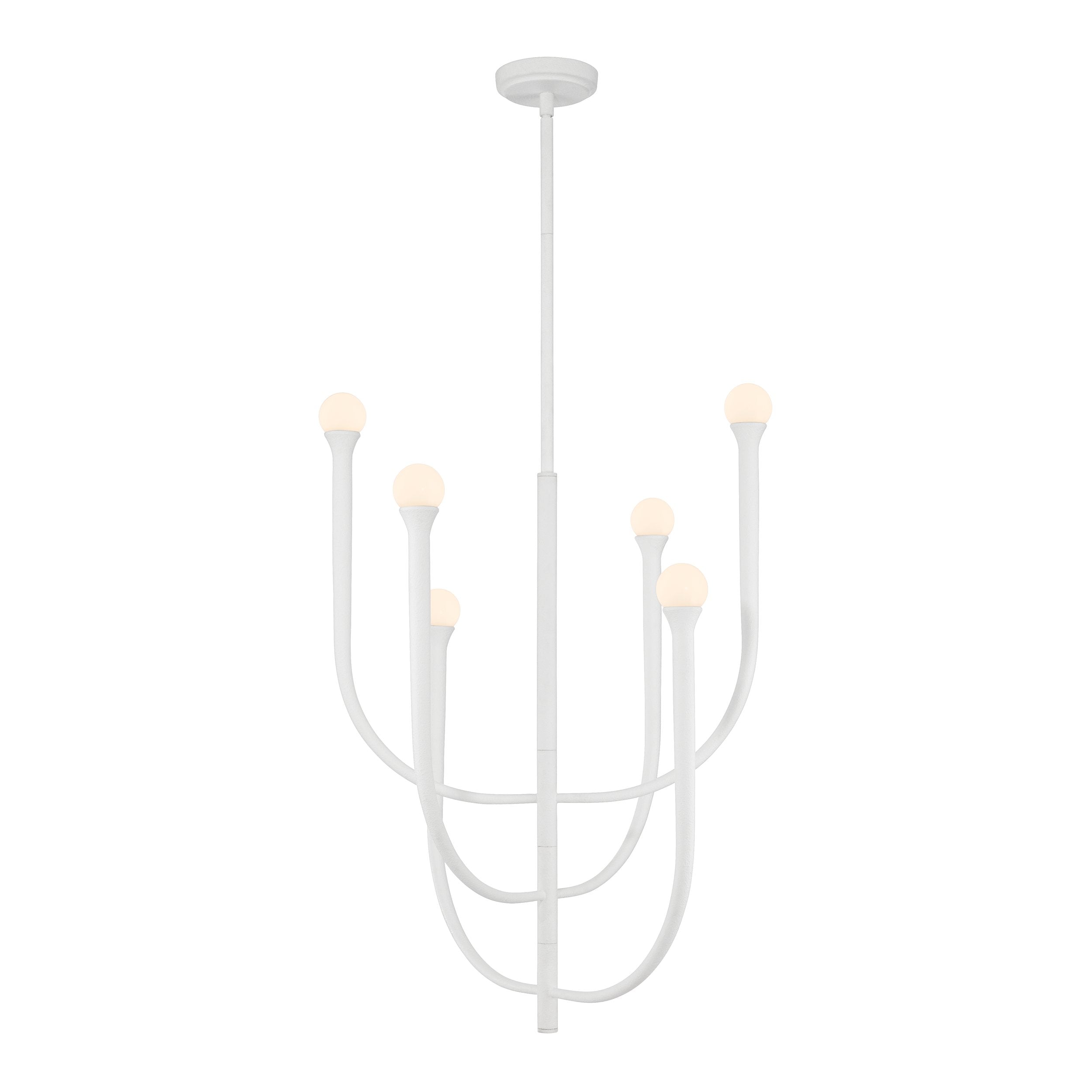 Dahlia 23-inch 6-light Plaster White Chandelier with Opal Glass Shades