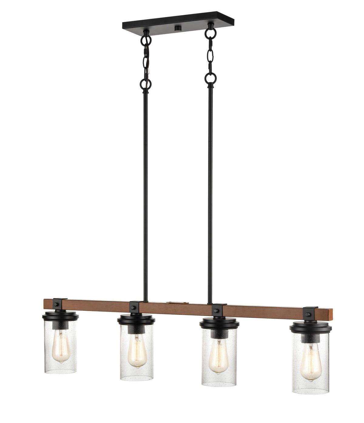 8.5'' Taos Matte Black/Wood Grain 4 Light Linear Chandelier