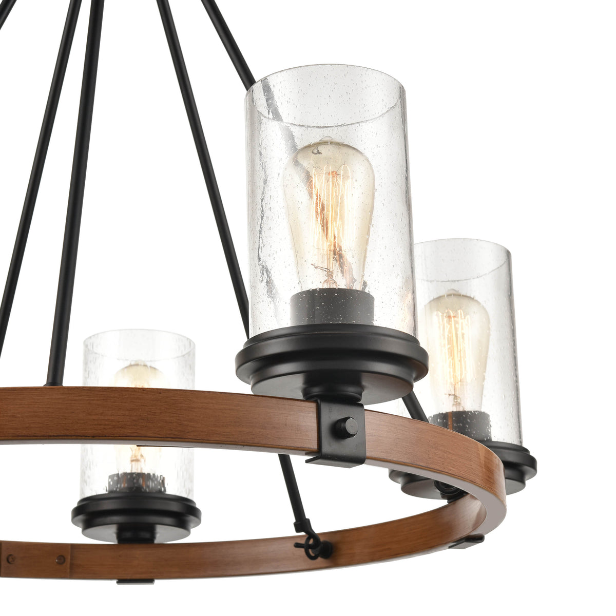 24.5'' Taos Matte Black/Wood Grain 5 Light Chandelier