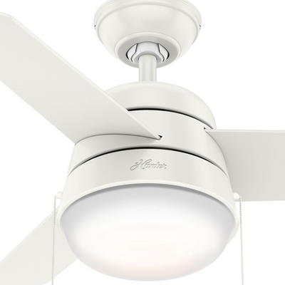 36 inch Aker Fresh White Ceiling Fan with LED Light Kit and Pull Chain