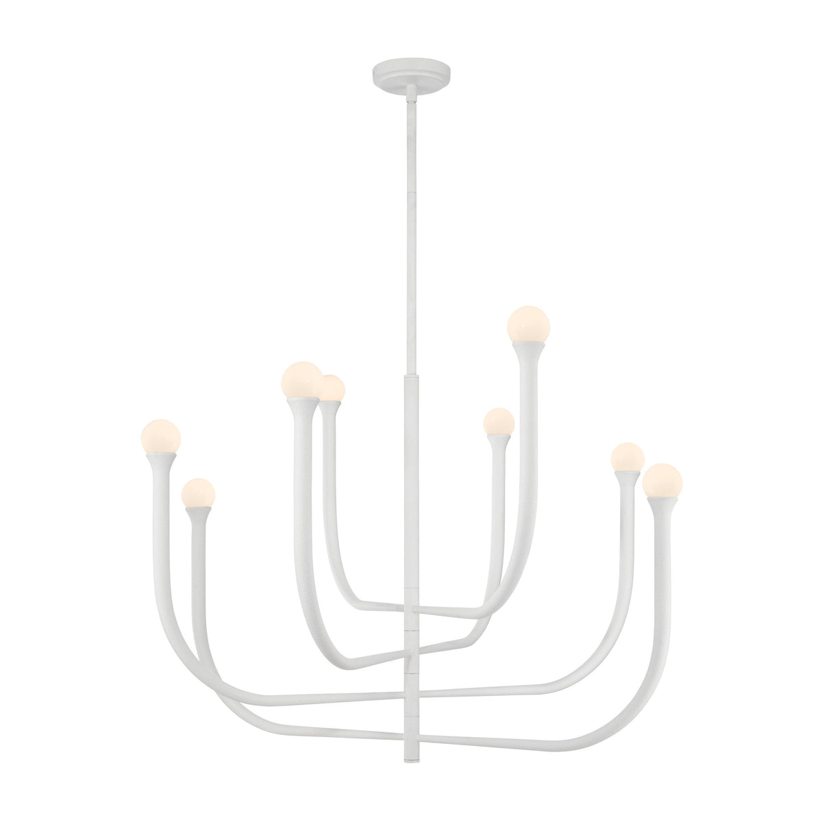 Dahlia 36-inch 8-light Plaster White Chandelier with Opal Glass Shades