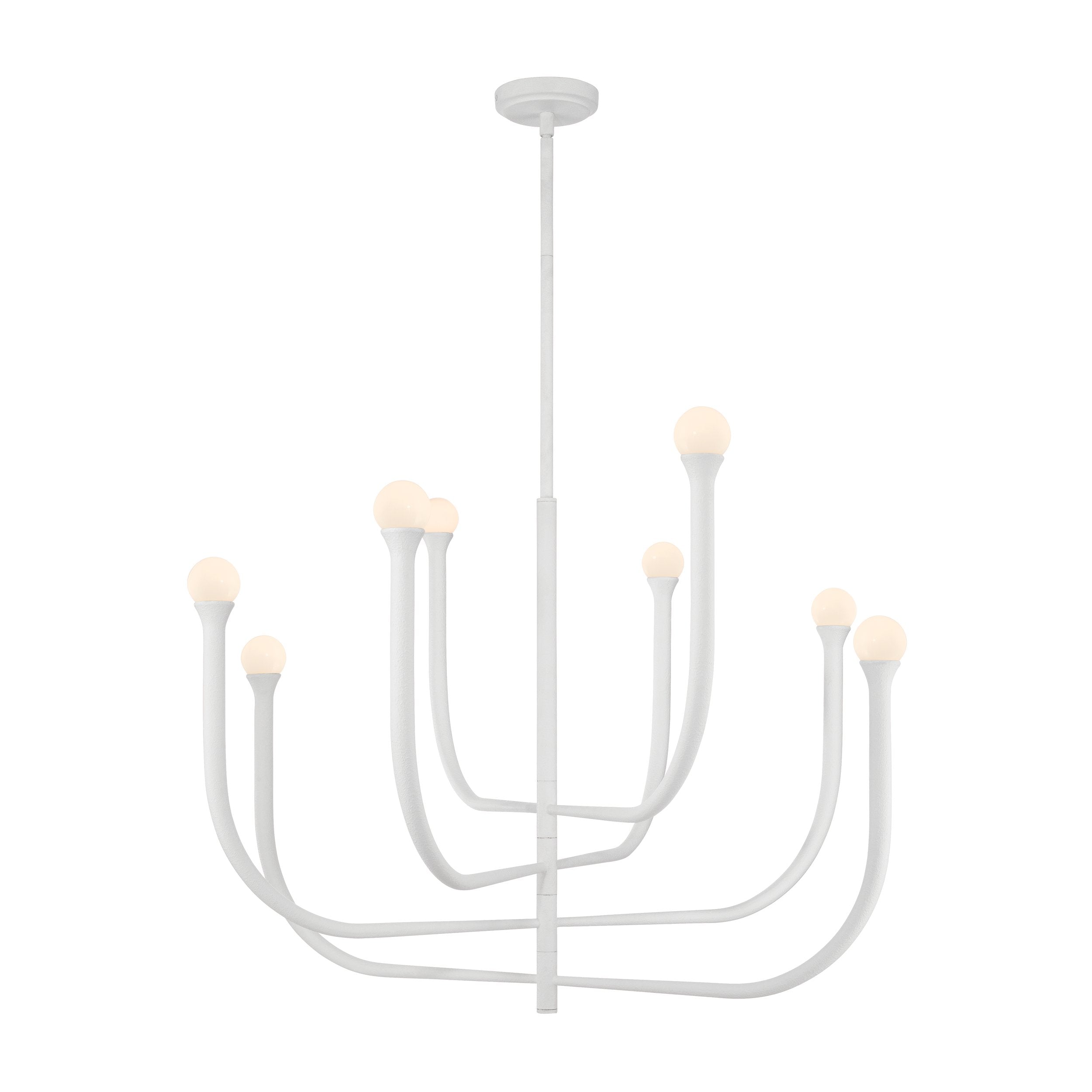 Dahlia 36-inch 8-light Plaster White Chandelier with Opal Glass Shades
