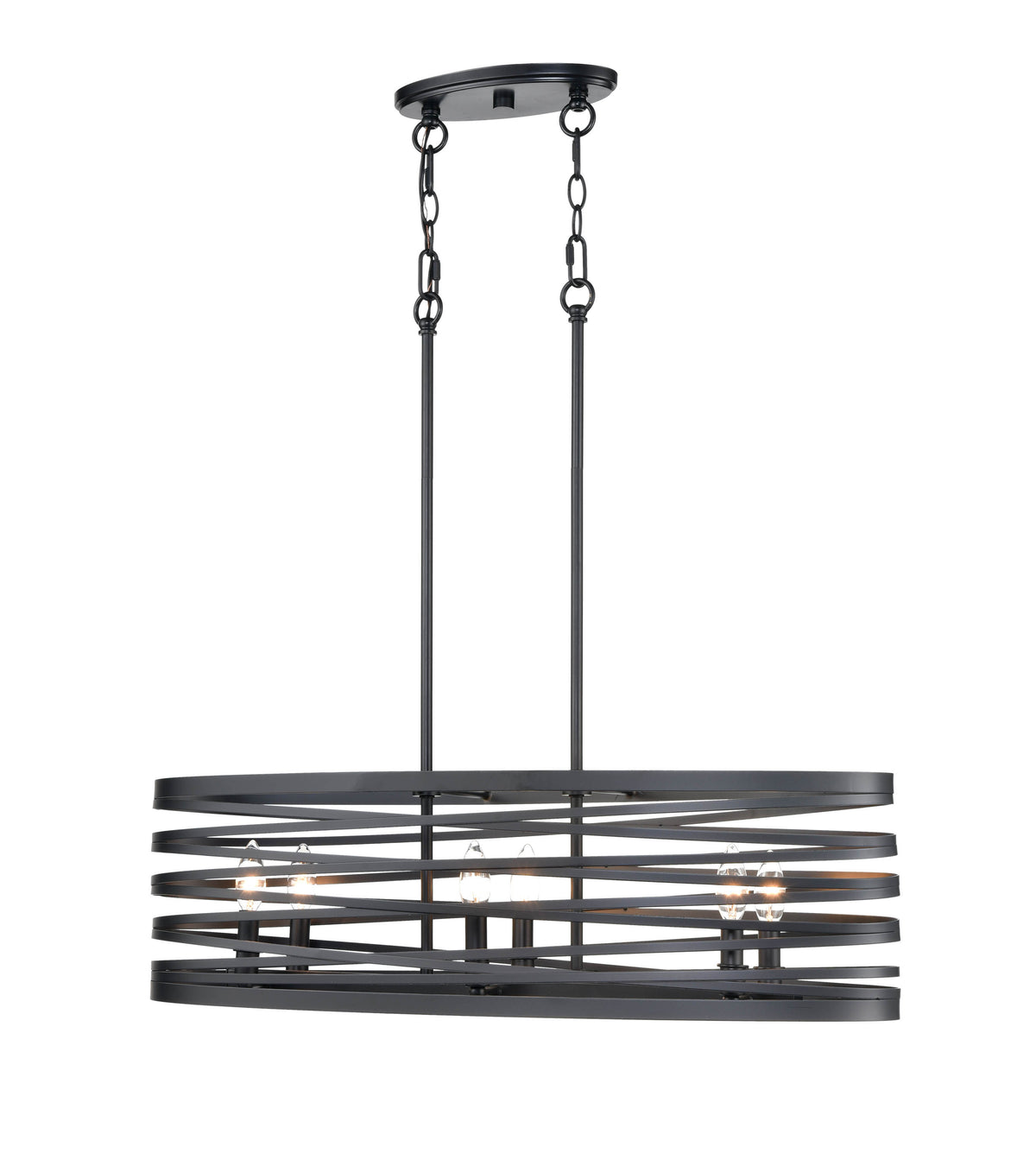 45'' None Matte Black 6 Light Linear Chandelier
