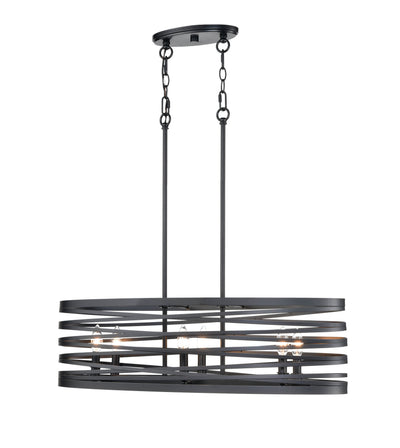 45'' None Matte Black 6 Light Linear Chandelier
