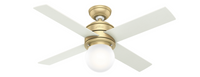 44 inch Hepburn Modern Brass Ceiling Fan with LED Light Kit and Wall Control