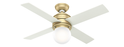 44 inch Hepburn Modern Brass Ceiling Fan with LED Light Kit and Wall Control