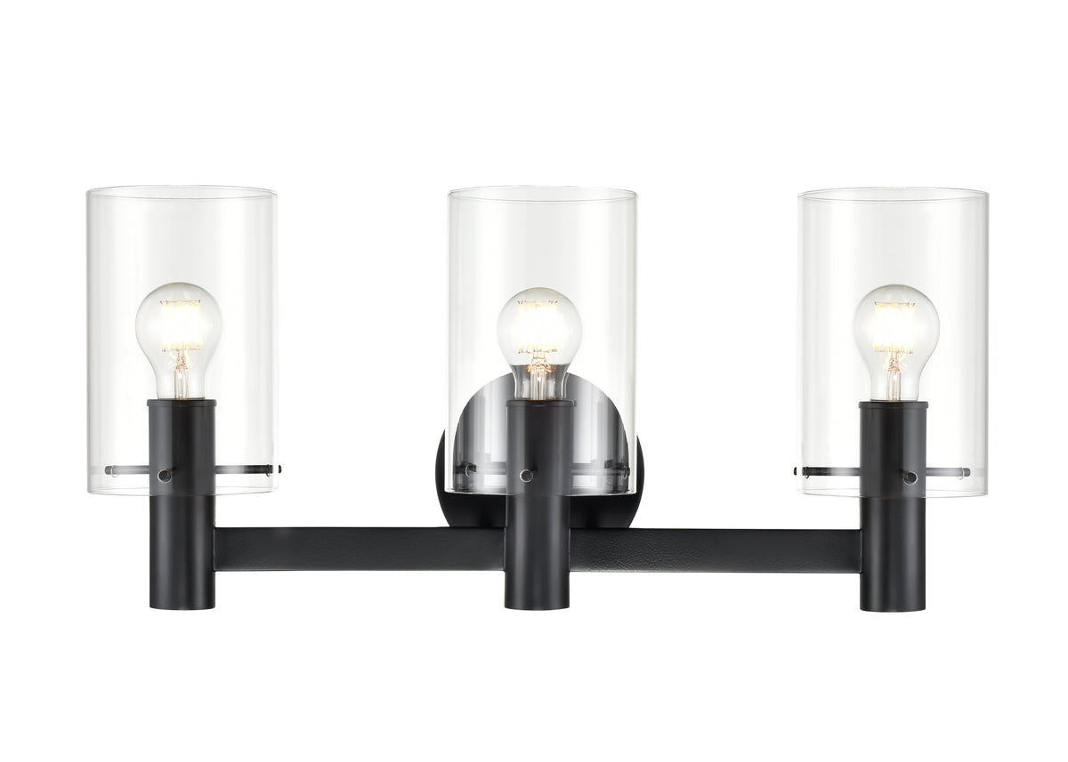 24'' Apolla Matte Black 3 Light Bath Vanity