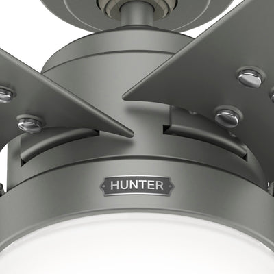 52 inch Sea Point Matte Silver WeatherMax Indoor / Outdoor Ceiling Fan with LED Light Kit and Pull Chain