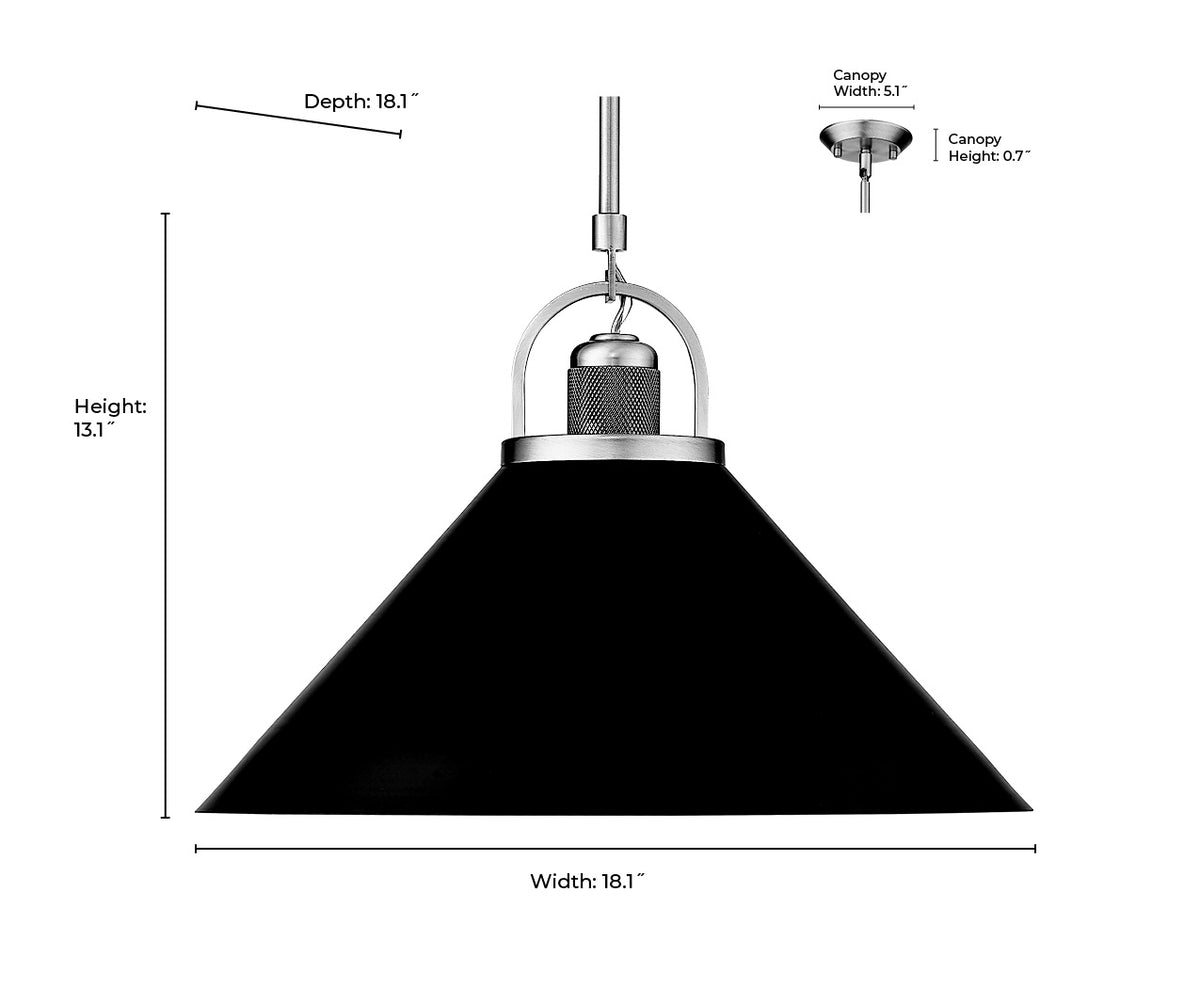 18.1'' Artistan Vintage Brass/Matte Black 1 Light Pendant