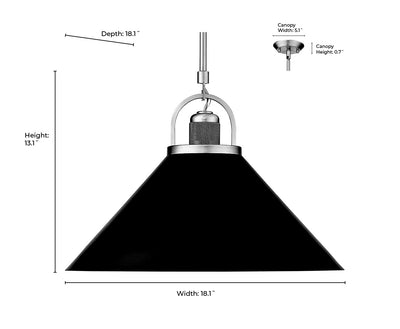 18.1'' Artistan Vintage Brass/Matte Black 1 Light Pendant