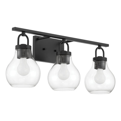 Mansfield 24-inch 3-light Matte Black Vanity Light with Clear Glass Shades