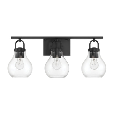 Mansfield 24-inch 3-light Matte Black Vanity Light with Clear Glass Shades