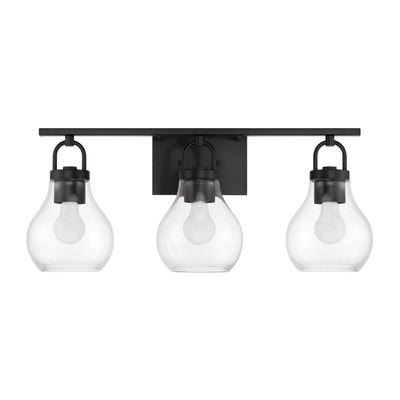 Mansfield 24-inch 3-light Matte Black Vanity Light with Clear Glass Shades