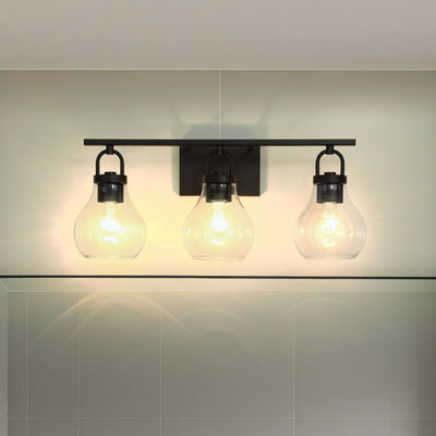 Mansfield 24-inch 3-light Matte Black Vanity Light with Clear Glass Shades