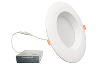 6-inch White Round - Smooth Trim - Regressed 14W Dimmable LED J-Box Recessed Downlight, 5 CCT - 27/30/35/40/50K, 1100 Lumens